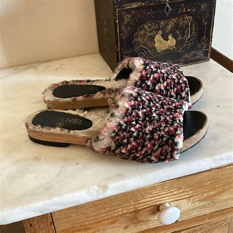 Chanel CC Orylag Fur Slides 